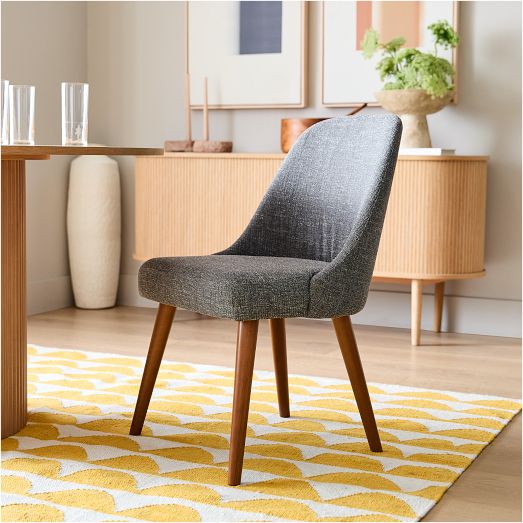 Mid-Century Upholstered Dining Chair - Wood Legs by West Elm