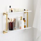 Modern Overhang Double Marble Bathroom Shelf