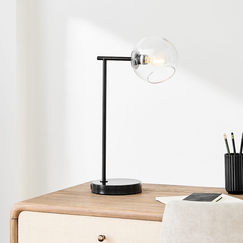Staggered Glass USB Table Lamp (20") - Clear by West Elm