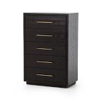 Open Box: Alexa Burnished Pedestal 5-Drawer Dresser (30&rdquo;) - Burnished Black, Brass