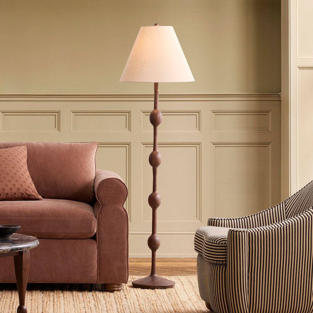 Pierce & Ward Ribbed Wood Floor Lamp (58") by West Elm