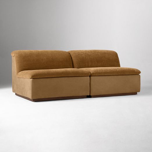 Calvin Fabric & Leather Armless Modular Sofa (77" - 115.5") by West Elm