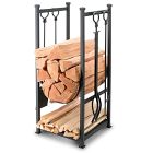 Contemporary Fireplace Log Holder &amp; Tool Duo
