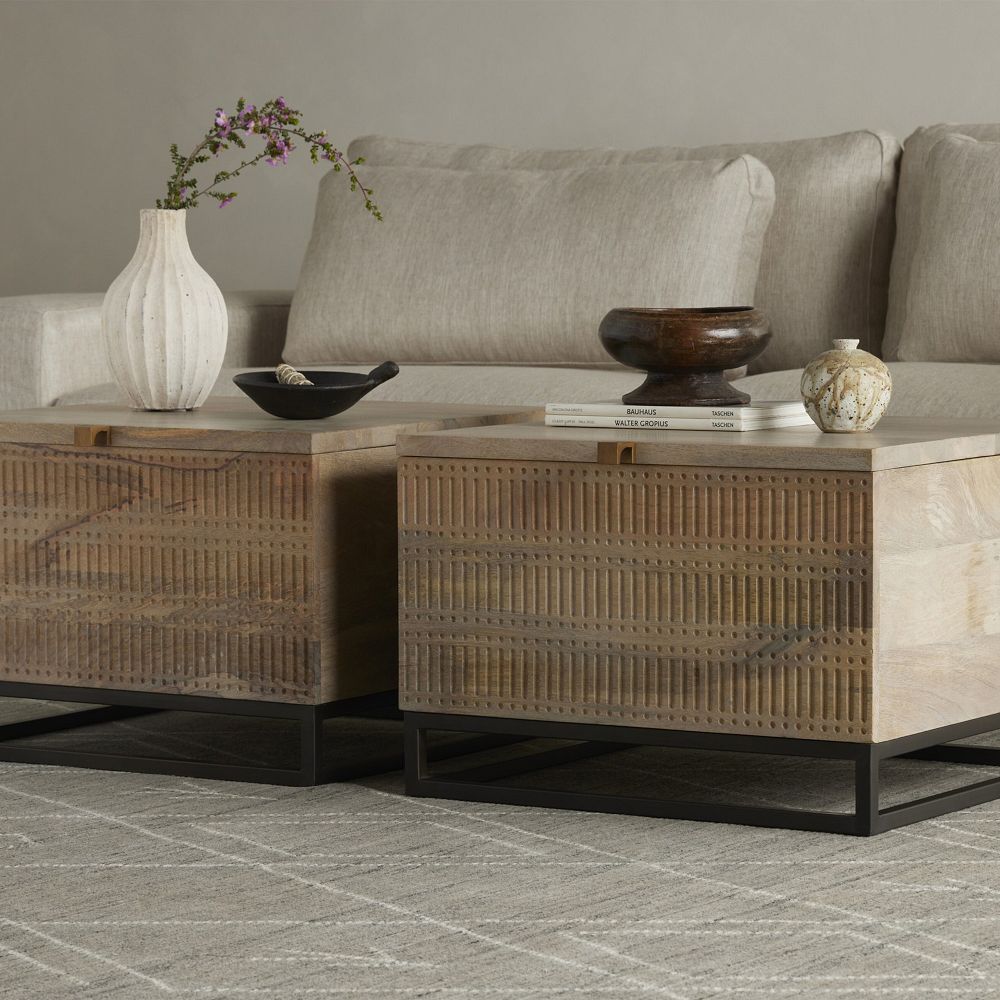 Carved Mango Wood Storage Coffee Table (24") by West Elm