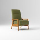 Open Box: Mid-Century Show Wood Recliner - Deluxe Velvet Tarragon, Pecan