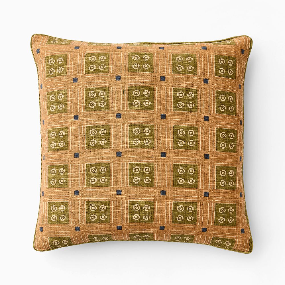 Pierce & Ward Floral Grid Pillow Cover - 20x20, Golden Oak