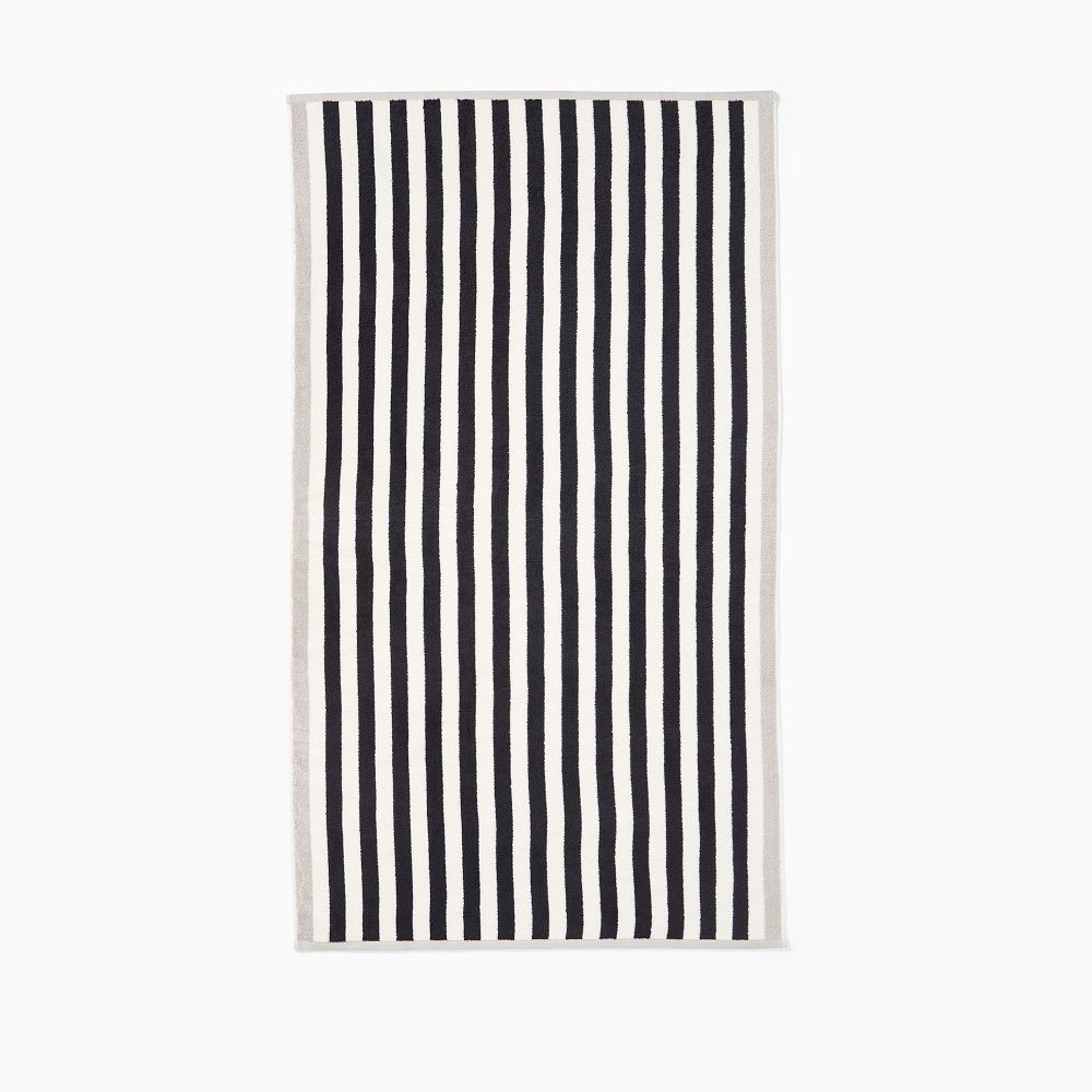 Biarritz Woven Stripe Beach Towel - 40" x70", Black