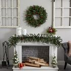 Pre-Lit Faux Pine Wreath w/ Berries &amp; Pine Cones