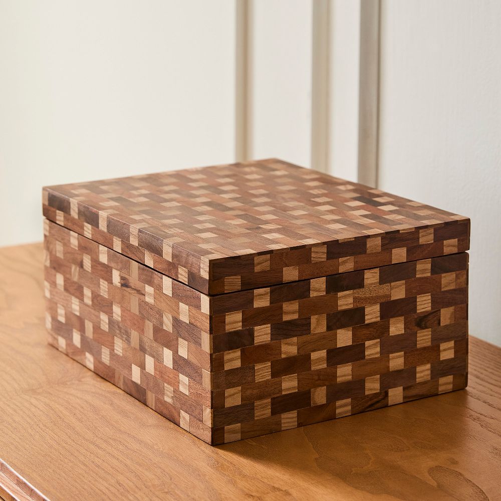 Pierce & Ward Marquetry Wood Decorative Box - 10X12