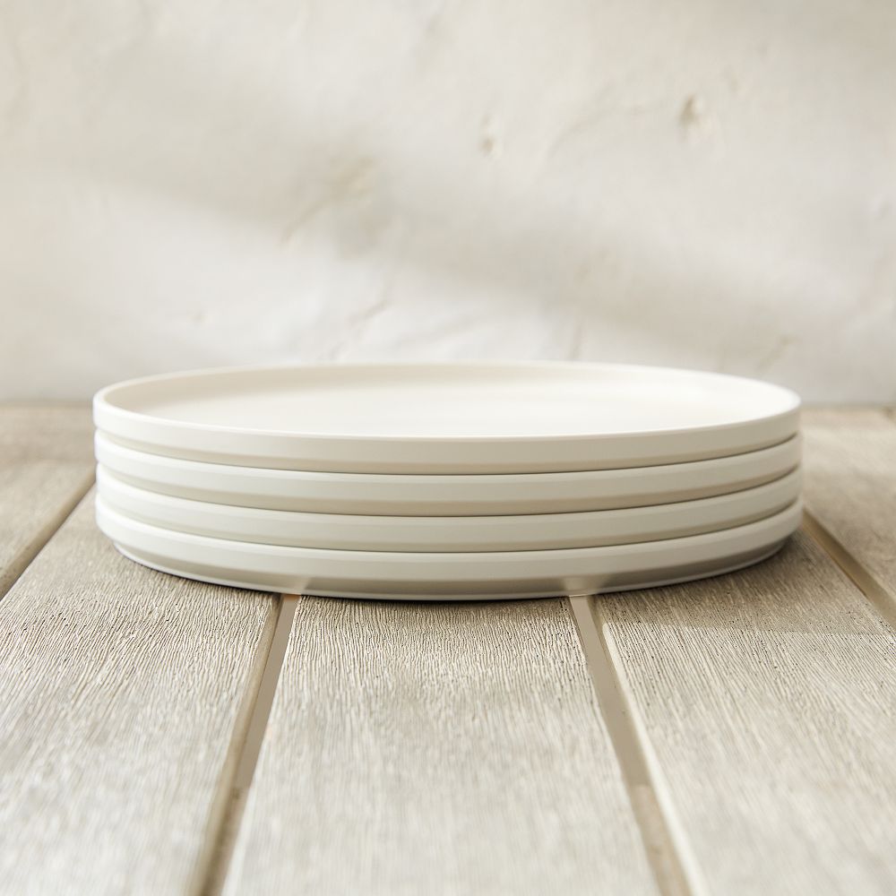 Modern Melamine Outdoor Dinner Plate Sets - Stone White, Set of 4
