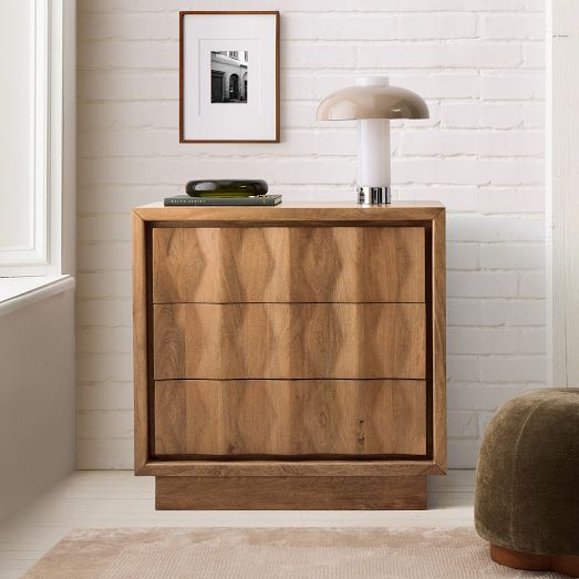 Carved Pattern Solid Wood 3-Drawer Dresser (35") by West Elm