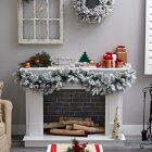 Faux Flocked Christmas Garland w/ Pine Cones