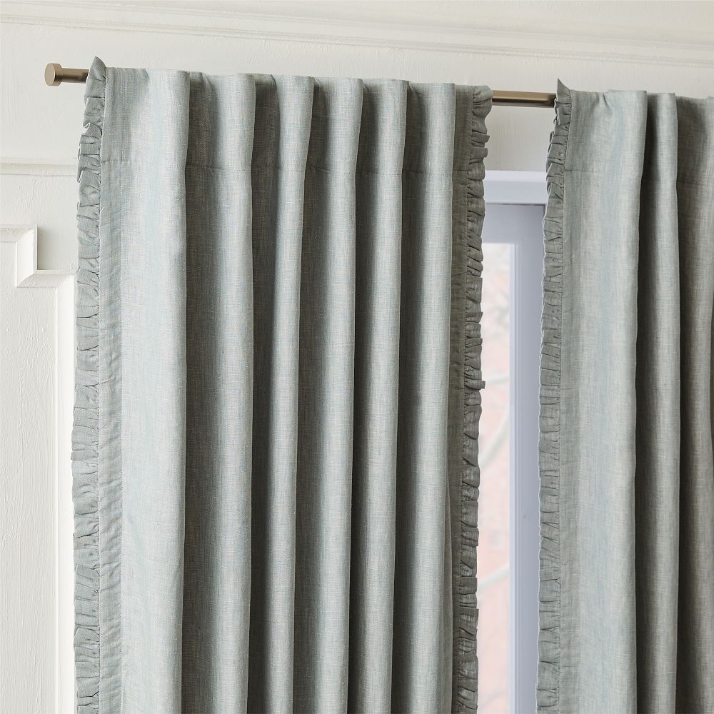 Ruffle Linen Blackout Curtain - 48"x84" Set of Two