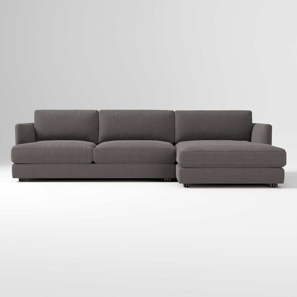 Haven 106" Right Multi Seat 2 Piece Chaise Sectional, Standard Depth, Performance Basket Slub, Pewter