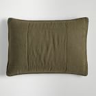 Open Box: European Linen Box Stitch Sham, Standard - Dark Olive