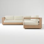 Telluride Outdoor 4-Piece L-Shaped Cushion Cover Sectional, Crosshatch Weave Alabaster