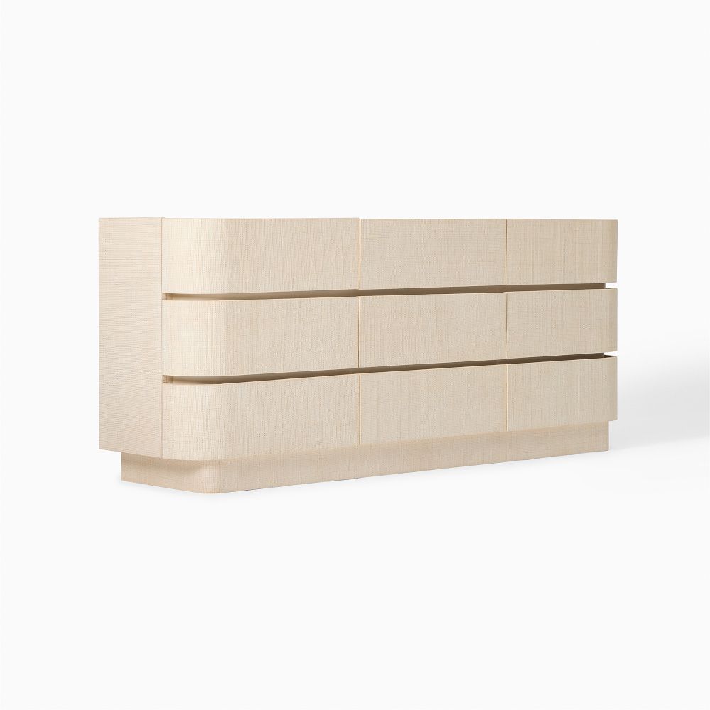 Solstice Painted Raffia 9-Drawer Dresser (76") - Whitewash