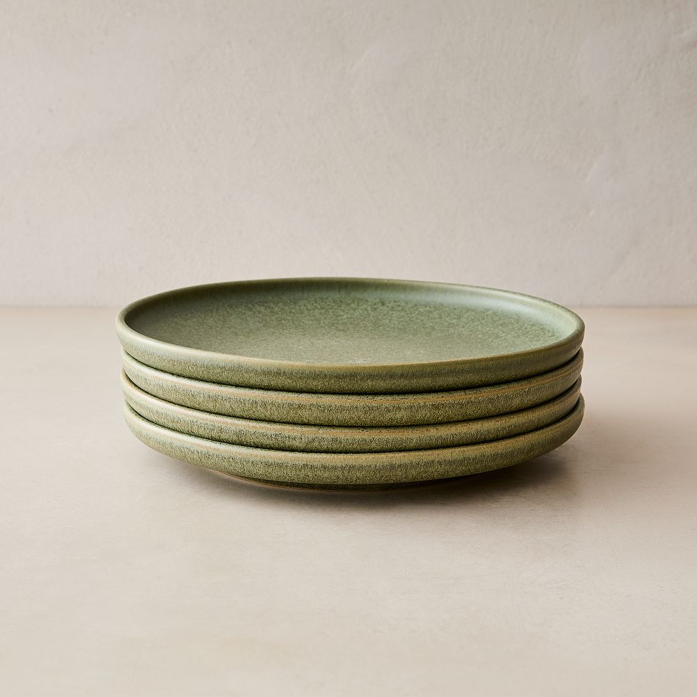 Set of 4 Green Stoneware Salad Plates