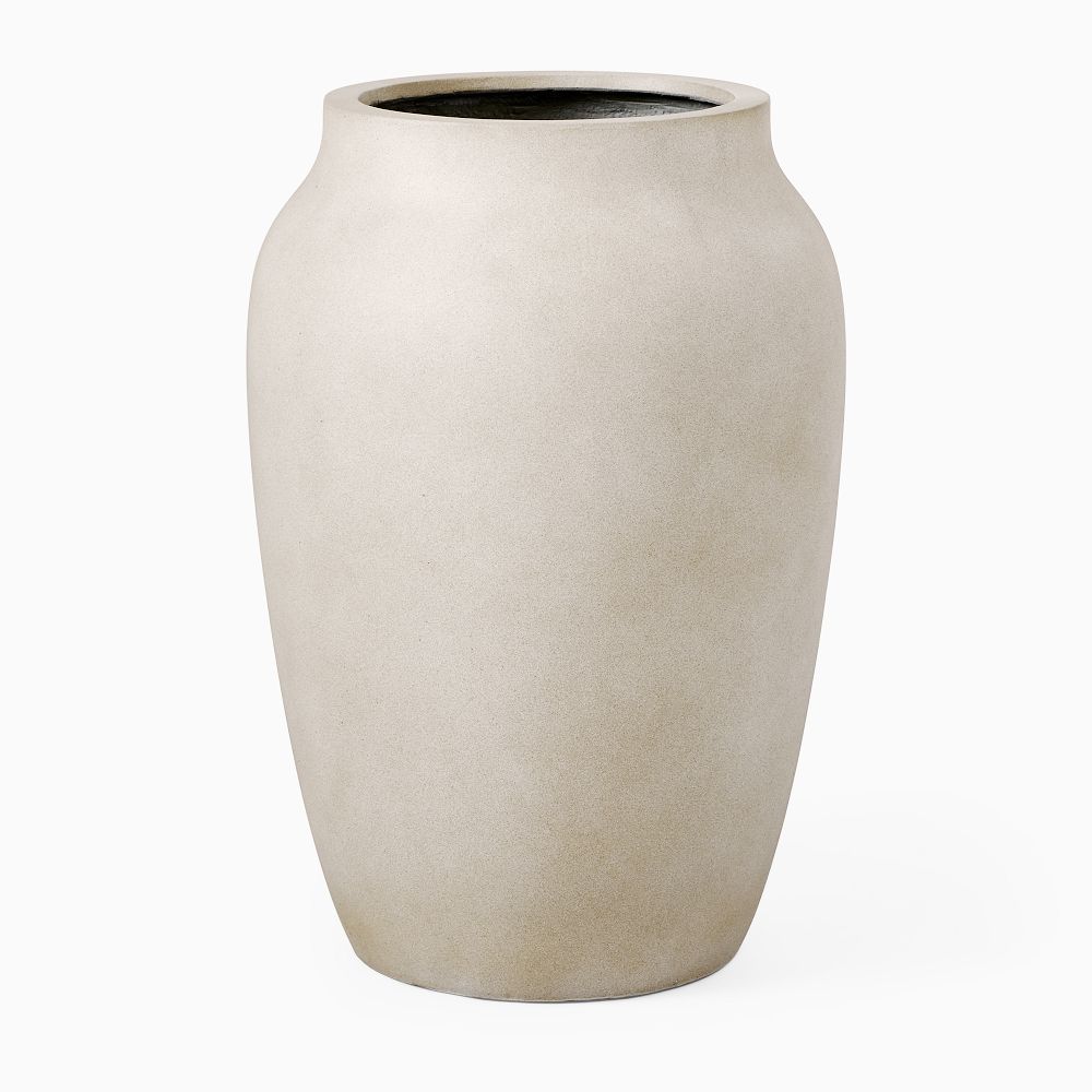 Ronan Ficonstone Indoor/Outdoor Planters - Standard Entry, 20"D x 29"H, Alabaster