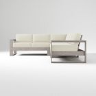 Portside Outdoor 4-Piece L-Shape Rev Cushion Cover Sectional, Crosshatch Weave Alabaster