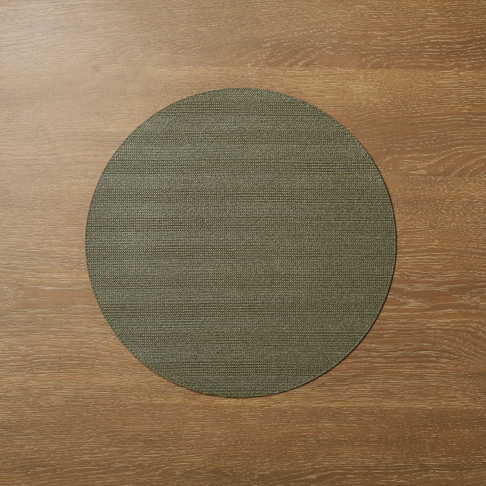 Braid Textured Easy-Care Round Placemats - Olive, Set of 8