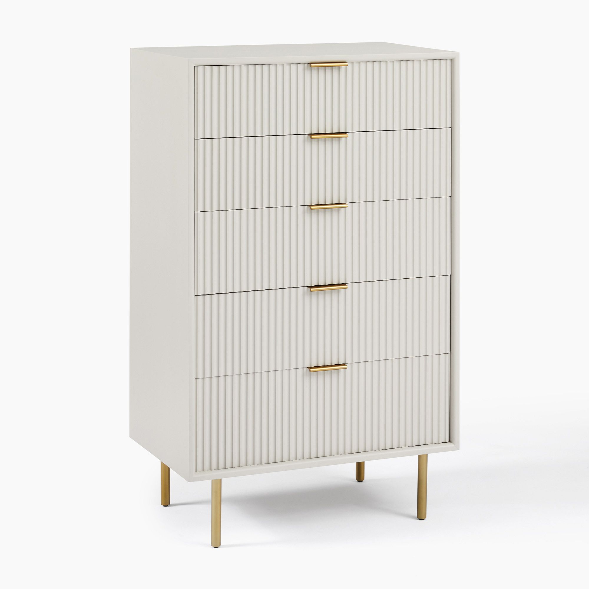Quinn (29.6") Lacquer 5-Drawer Dresser, Haze, Antique Brass, West Elm