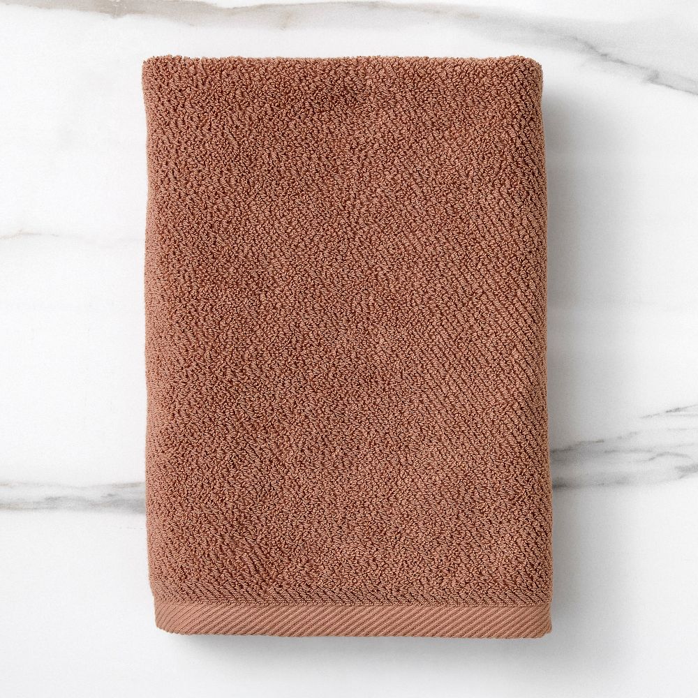 Diagonal Ribbed Towels - Baked Clay