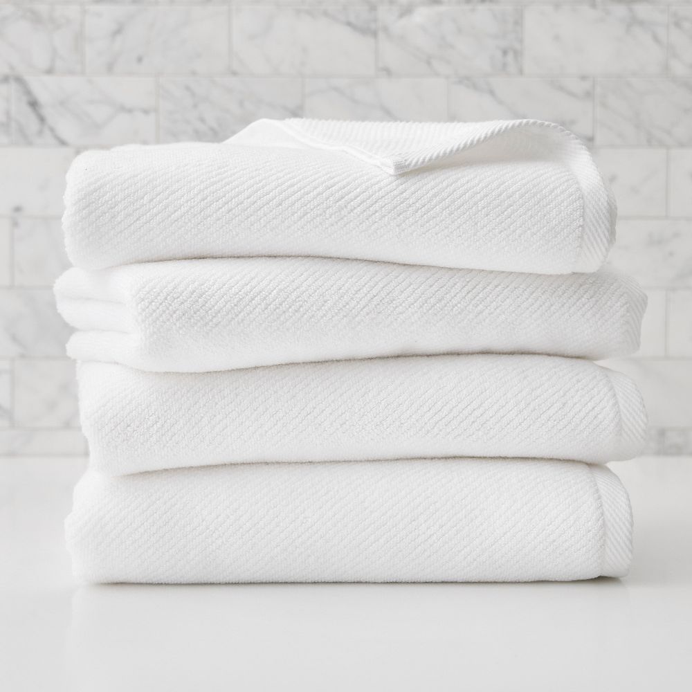 Diagonal Ribbed Towel Sets - White, Set of 4 - (4 Bath Towels)