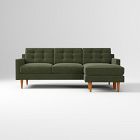 Open Box: Drake Midcentury Reversible Sectional (86") - Performance Distressed Velvet Tarragon, Pecan