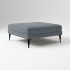 Open Box: Andes Petite Ottoman - Performance Velvet Graphite, Dark Pewter