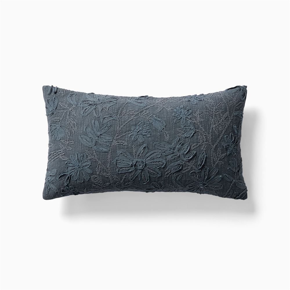 Cut Garden Flowers Pillow Cover - 14"x26", Graphite + Feather Insert