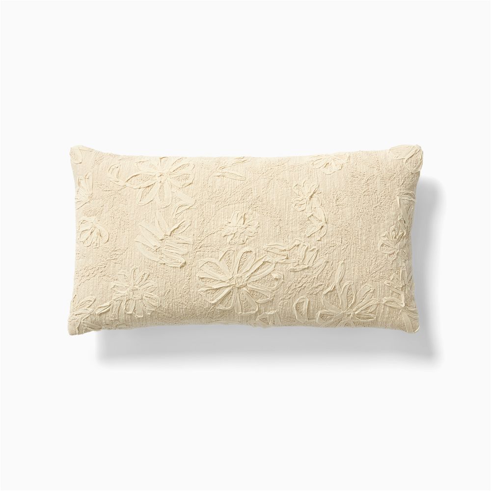 Cut Garden Flowers Pillow Cover - 14"x26", Natural + Feather Insert