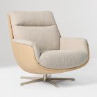 Open Box: Bowden Fabric &amp; Leather Swivel Chair - Performance Cozy Boucle Stone w/ Ludlow Leather Sand