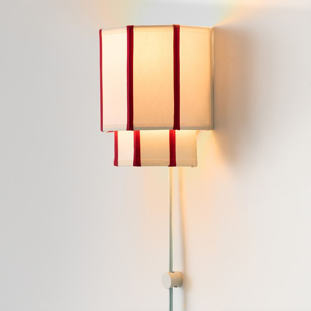 Emma Chamberlain Faceted Plug-In Sconce (7") - 7", Red, Set of 2