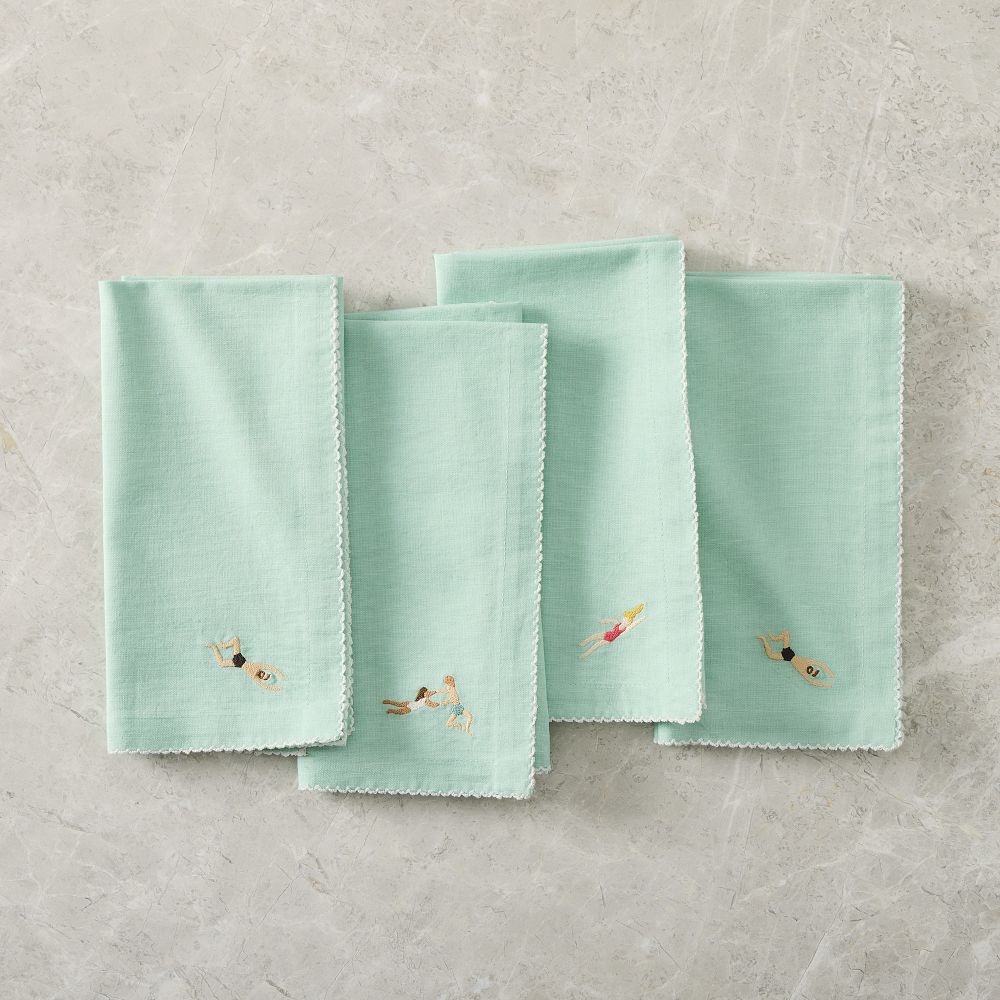Beach Embroidered Napkin Sets - Multi, Set of 4