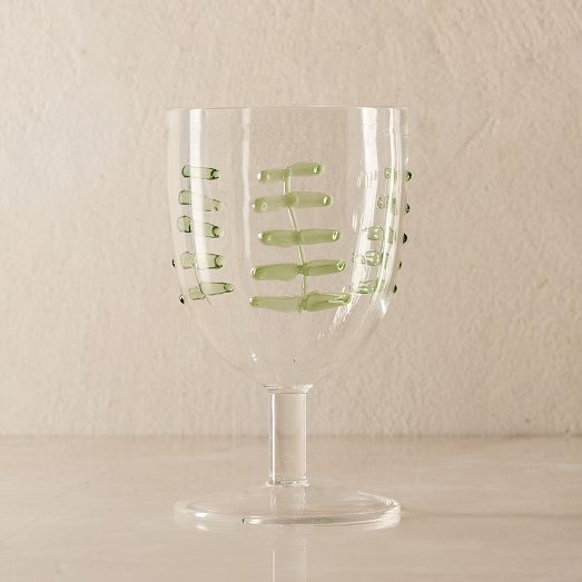 Palm Applique Wine Glasses by West Elm