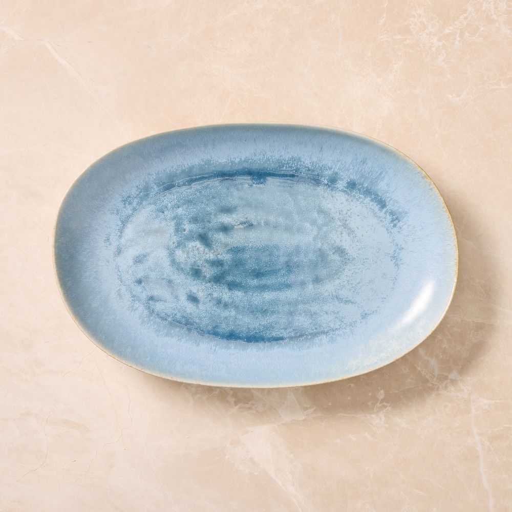 Oyku Stoneware Oval Platter - Blue