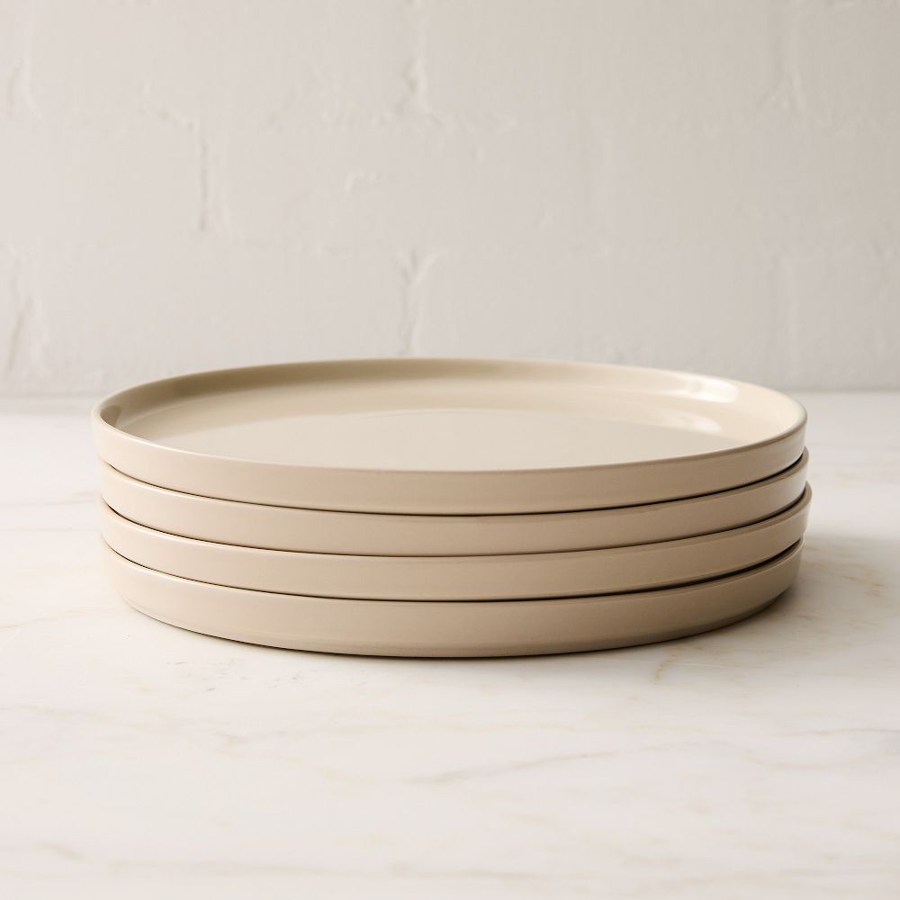 Straight-Sided Stoneware Dinner Plate Sets - Almond, Set of 4