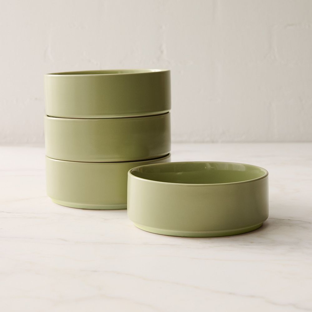 Straight-Sided Stoneware Cereal Bowl Sets - Pistachio, Set of 4