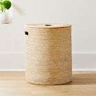 Open Box: Wooden Handle Lidded Hamper, Large (19.5"D x 21.5"H)