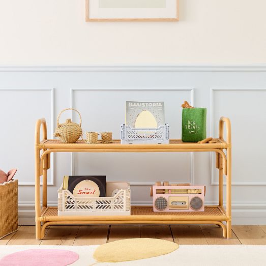Curved Rattan Small Shelf (42") by West Elm