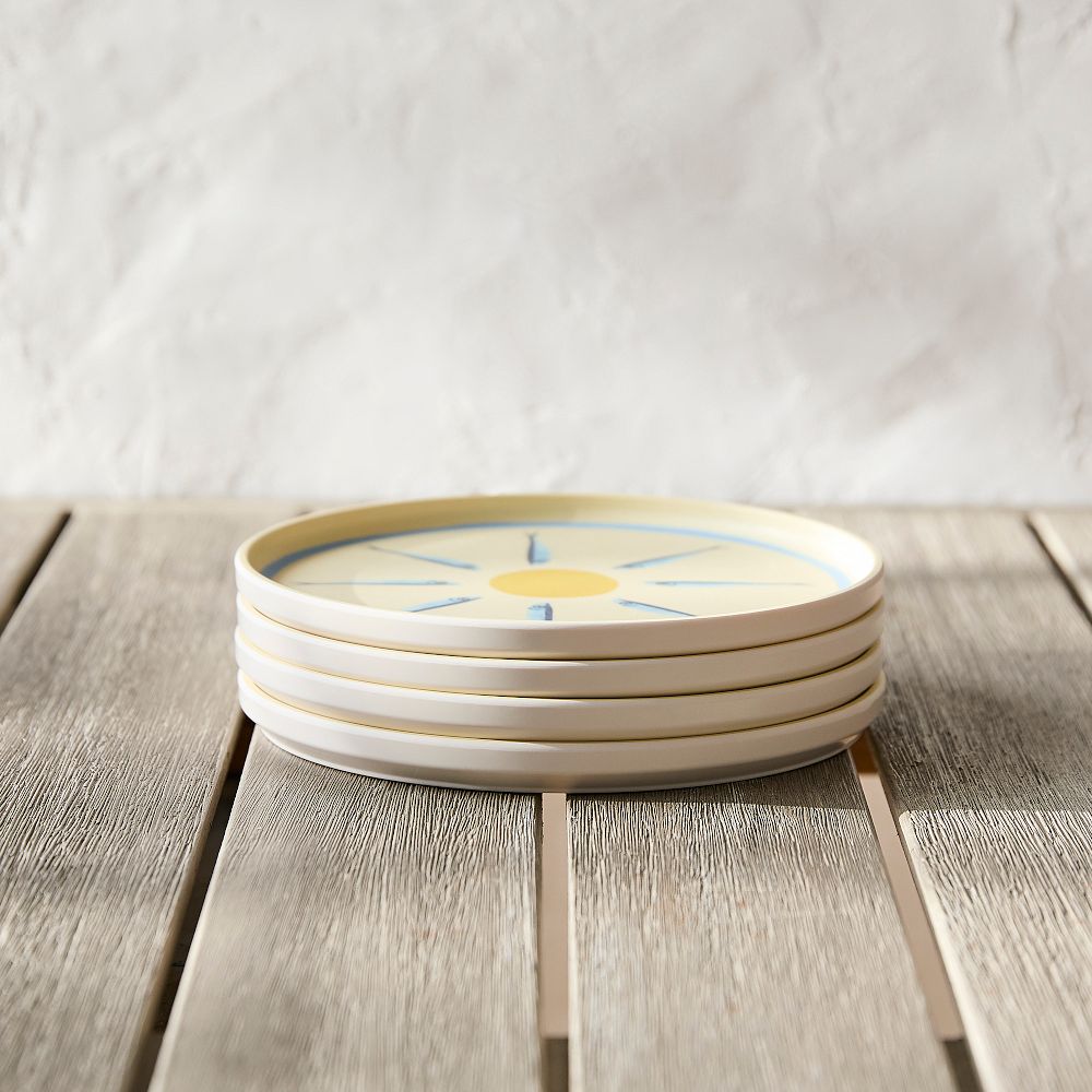Sardine Melamine Outdoor Salad Plate Sets - Version 1, Multi, Set of 4