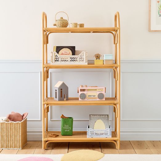 Curved Rattan Tall Shelf (33") by West Elm
