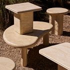 Royce Faux Travertine Pedestal Side Table (18")
