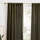 Open Box: European Flax Linen Light Filtering Curtain (48"W x 84"L) - Dark Olive