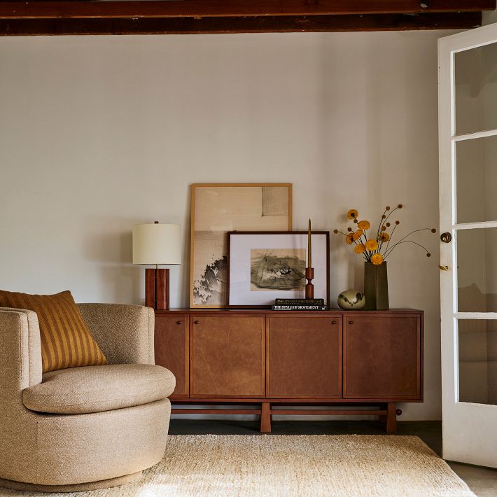Pierce & Ward Leather Media Console 72