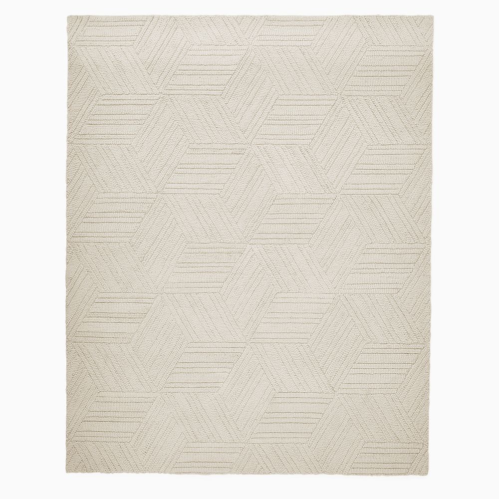 Open Box: Textured Hexagon Wool Rug, 9' x 12' - Alabaster