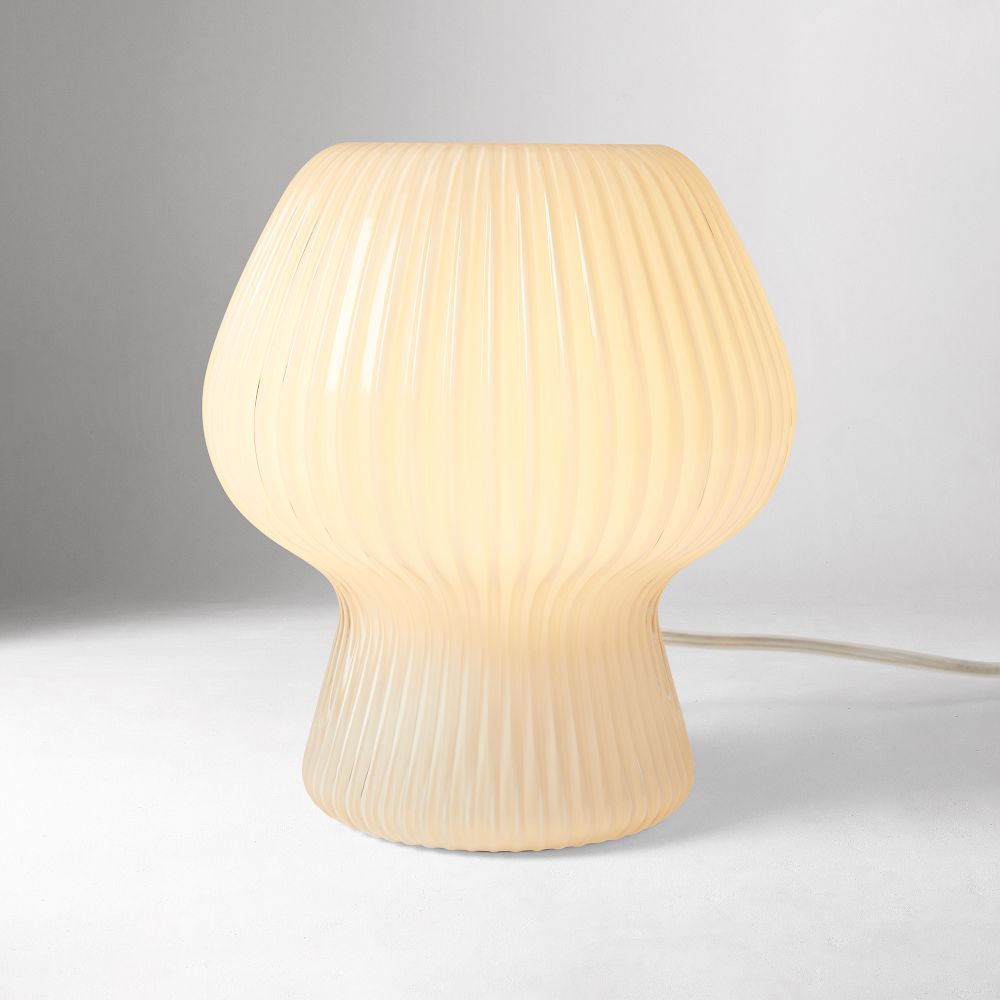 Ribbed Glass Table Lamp (9"–18") - Champagne, 9"