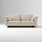 Open Box: Harmony Extra Deep Sofa (82"),  2X2 - Performance Yarn Dyed Linen Weave Oatmeal, Dark Walnut