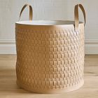 Open Box: Round Leather Handled Basket, Large - Natural